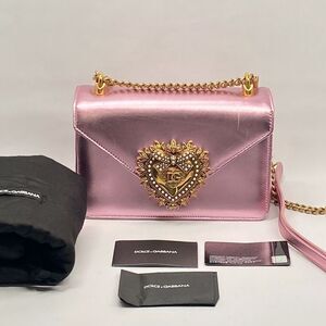 Dolce & Gabbana Devotion metallic leather shoulder bag
